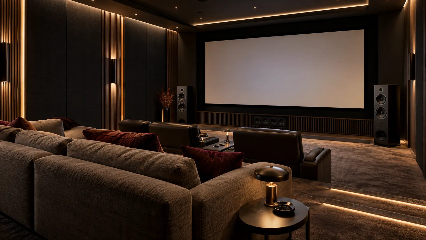 Premium custom home cinema with integrated audio