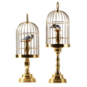 Metal Cage With Bird -Set Of 2